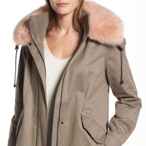 pink genuine fox fur coat Derek Lam